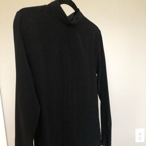 NWOT Lily Silk 100% Mulberry Silk Black Mock Neck Blouse
